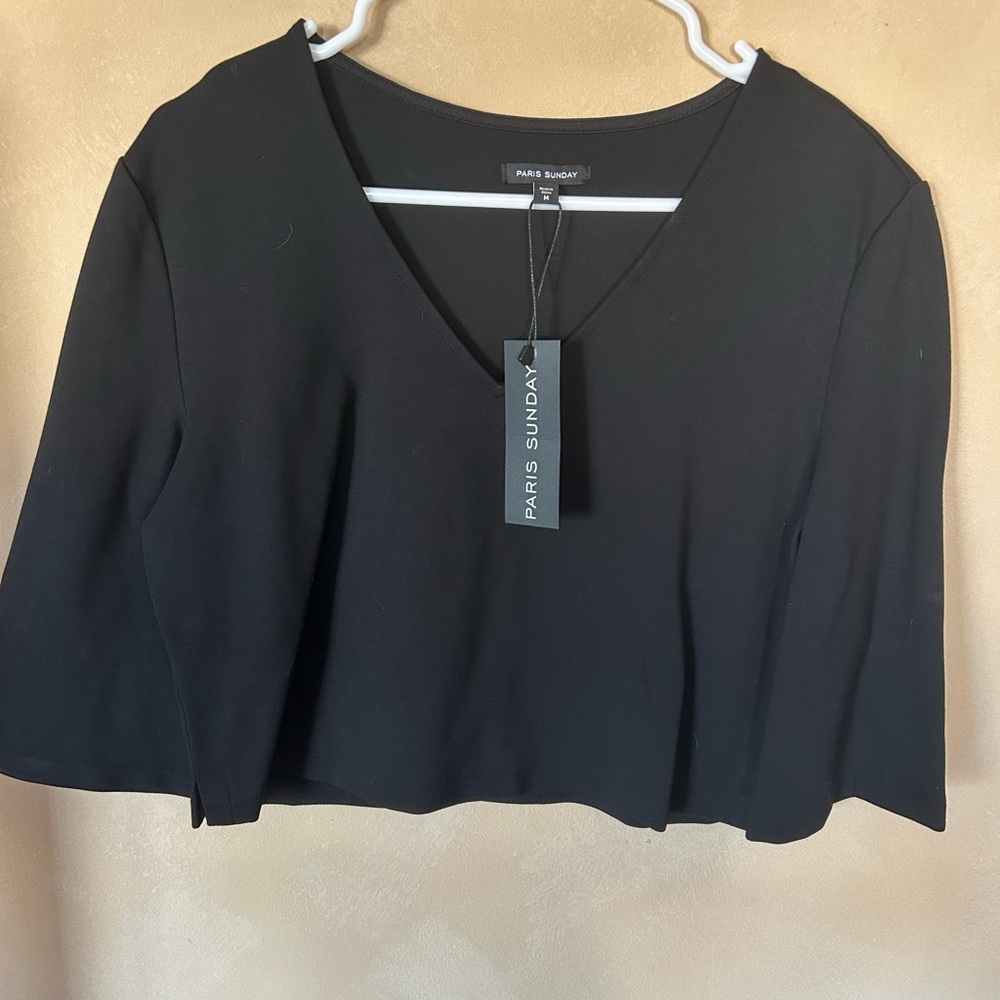 Paris Sunday Size Medium Black Cropped Shirt